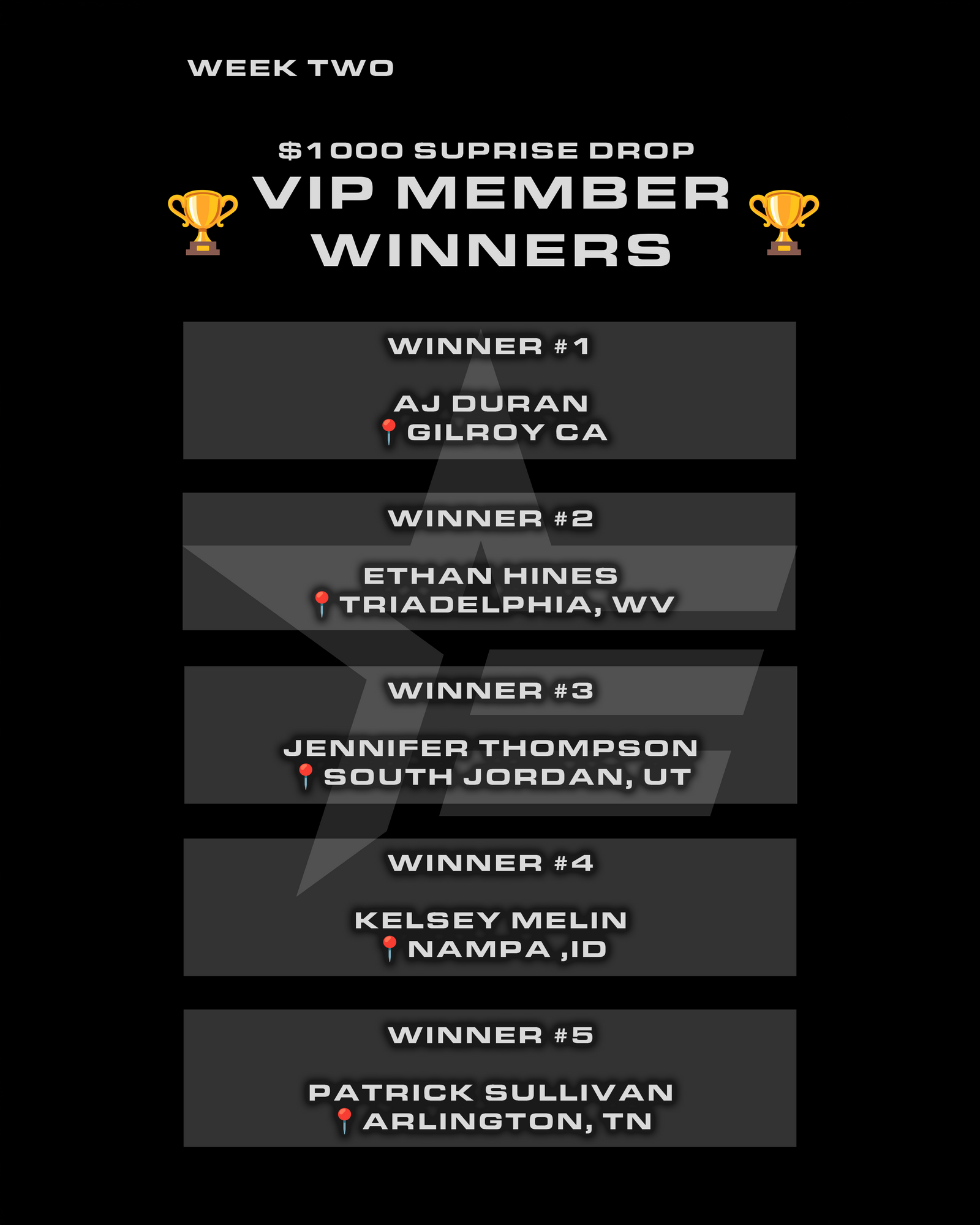 💸 Week 2 VIP Surprise Drop 5 More Winners 🤯