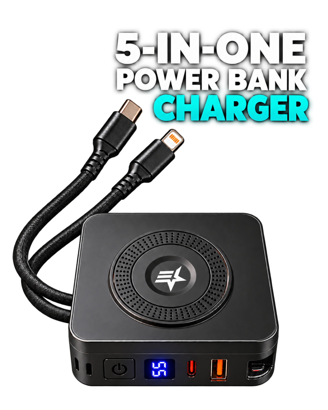 5 in 1 Wireless Power Bank Fast Charger 2.0
