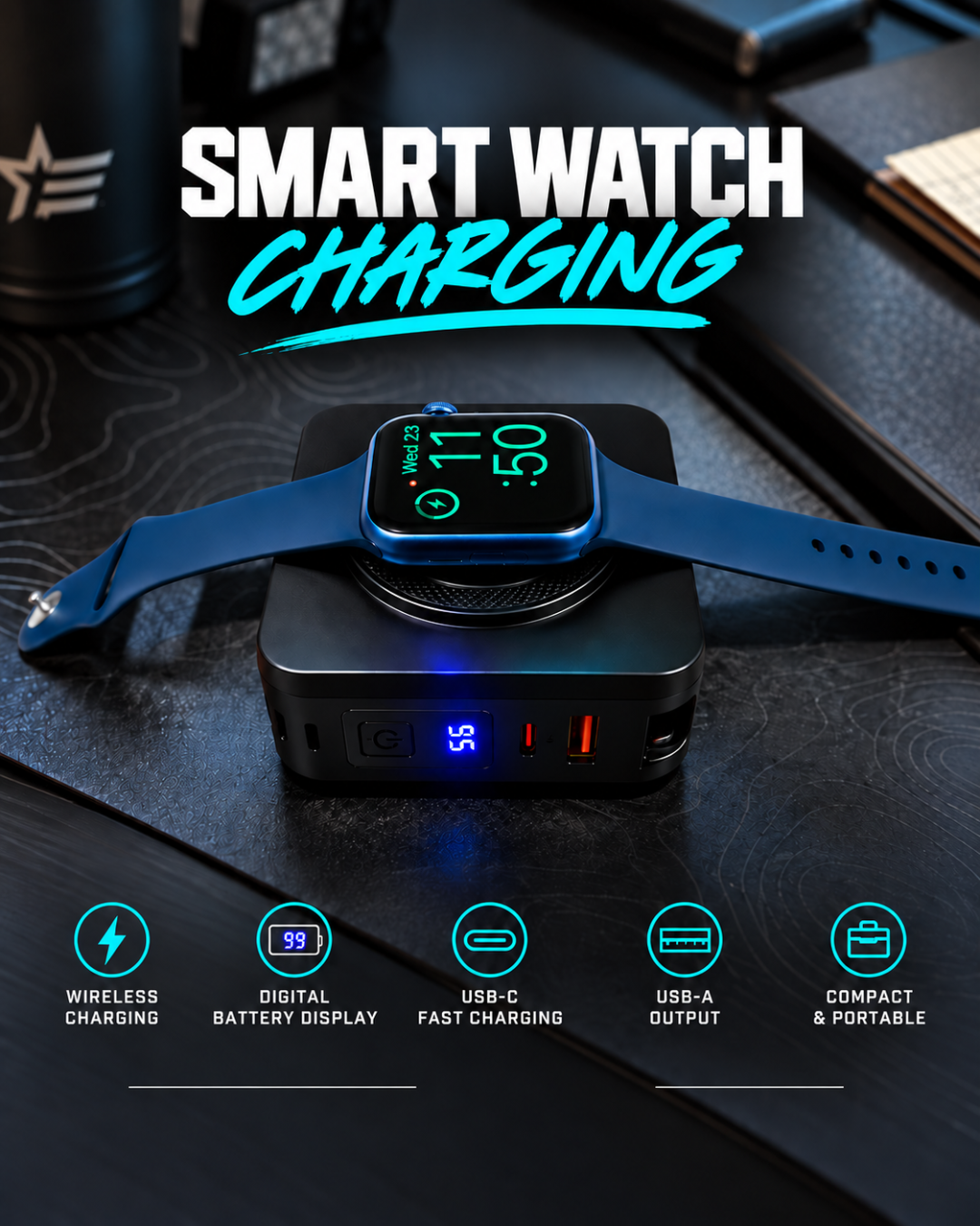5 in 1 Wireless Power Bank Fast Charger 2.0